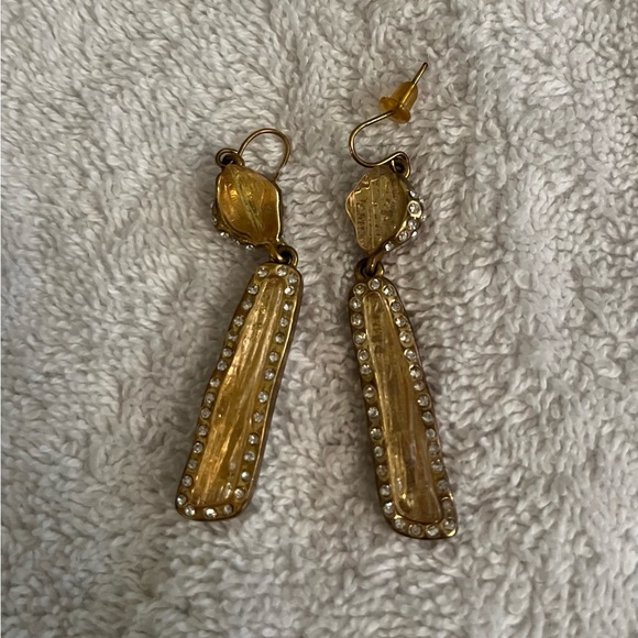 Gorgeous Kara Ross Gold Tone Hinged Bracelet and Matching Earrings - Picture 2 of 7